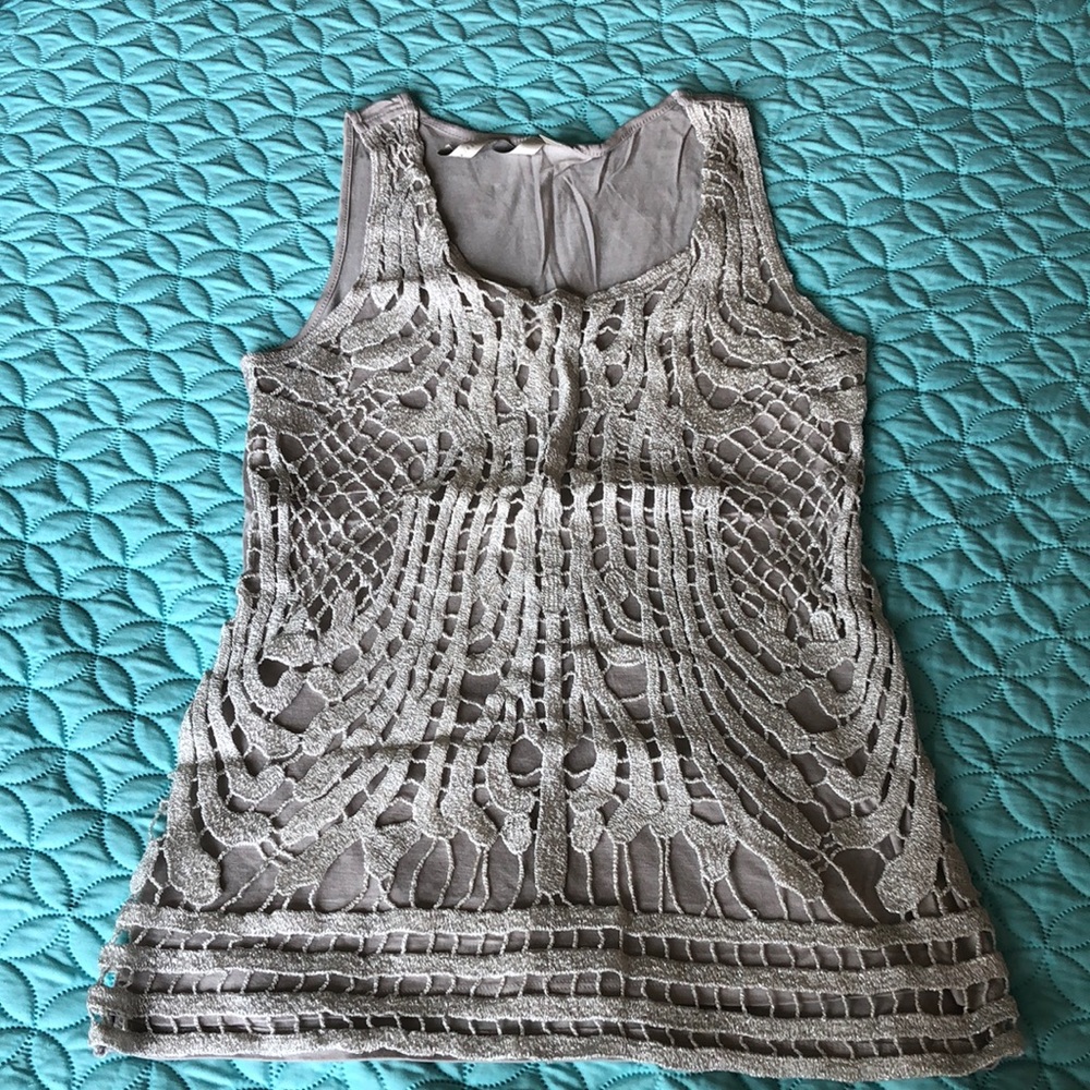 Lauren Conrad small crochet tank grey